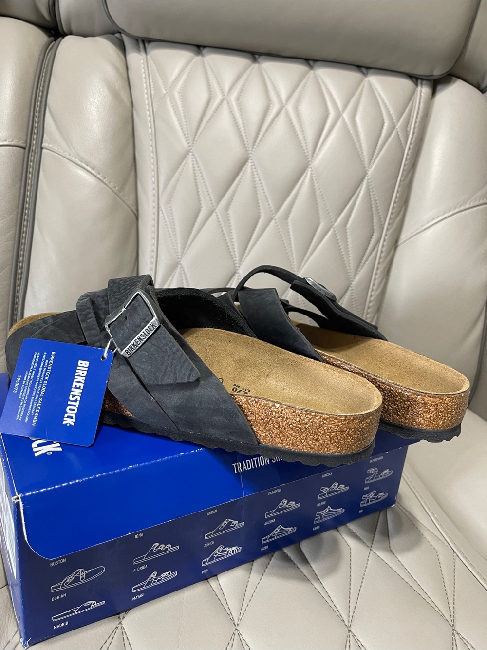 Birkenstock Lugano Sandals in Black and Cork - Picture 9 of 12